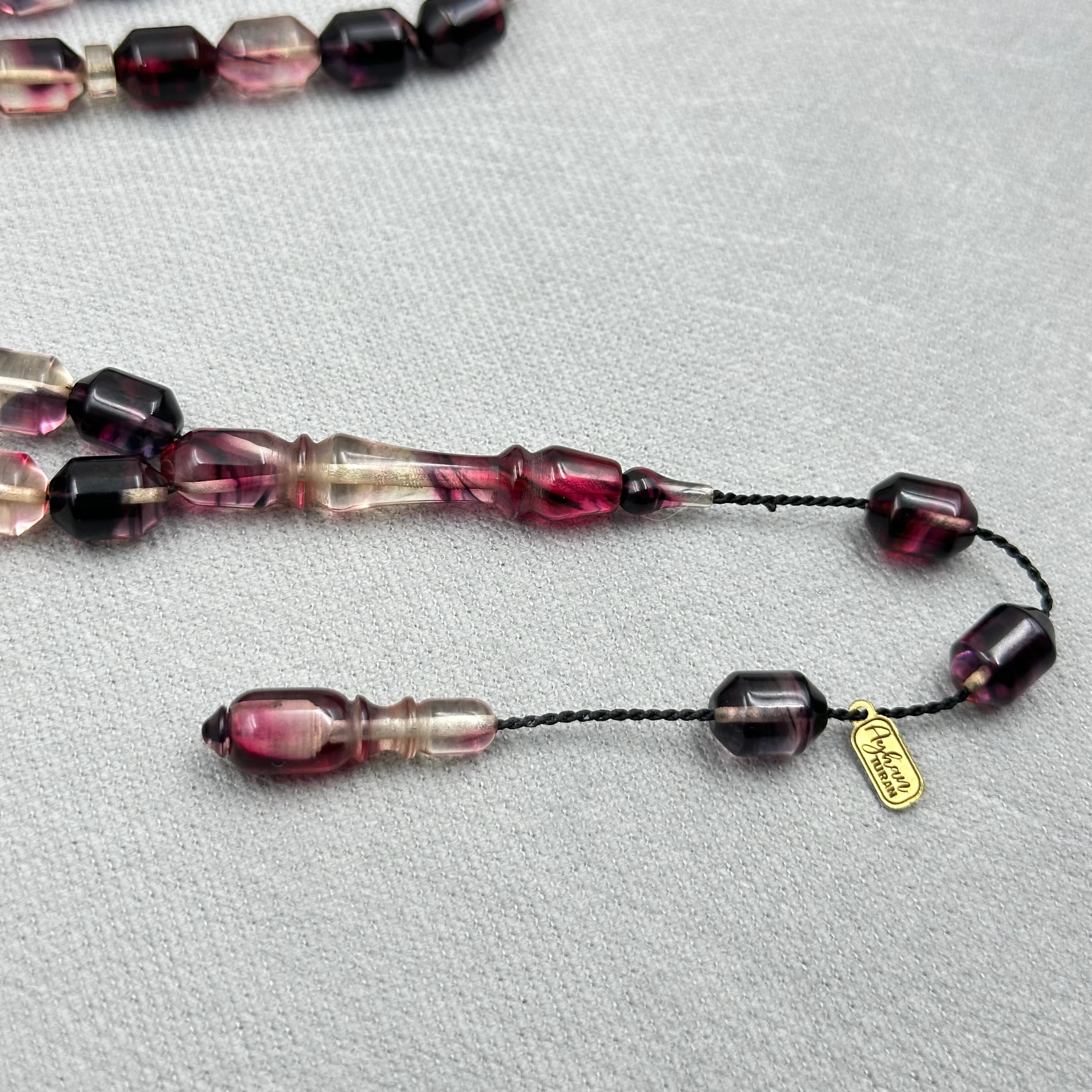 Ayhan TURAN Usta İşçilikli Özel Döküm Kırmızı Siyah Hareli Ateş Kehribar Tespih